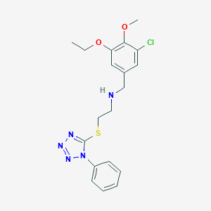 molecular formula C19H22ClN5O2S B499750 N-(3-chloro-5-ethoxy-4-methoxybenzyl)-2-[(1-phenyl-1H-tetrazol-5-yl)sulfanyl]ethanamine 