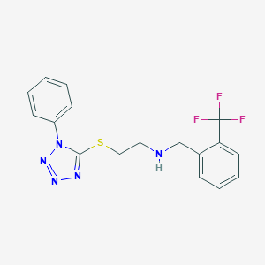 molecular formula C17H16F3N5S B499751 2-[(1-phenyl-1H-tetrazol-5-yl)sulfanyl]-N-[2-(trifluoromethyl)benzyl]ethanamine 