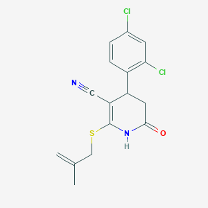 molecular formula C16H14Cl2N2OS B4997520 4-(2,4-Dichlorophenyl)-2-[(2-methylprop-2-en-1-yl)sulfanyl]-6-oxo-1,4,5,6-tetrahydropyridine-3-carbonitrile 