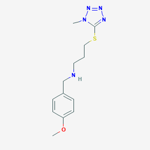 molecular formula C13H19N5OS B499757 N-(4-methoxybenzyl)-3-[(1-methyl-1H-tetrazol-5-yl)sulfanyl]propan-1-amine 