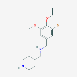 molecular formula C16H25BrN2O2 B499778 1-(3-bromo-4-ethoxy-5-methoxyphenyl)-N-(piperidin-4-ylmethyl)methanamine 