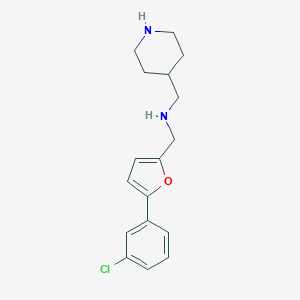 molecular formula C17H21ClN2O B499806 1-[5-(3-chlorophenyl)furan-2-yl]-N-(piperidin-4-ylmethyl)methanamine 