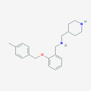 molecular formula C21H28N2O B499813 1-{2-[(4-methylbenzyl)oxy]phenyl}-N-(piperidin-4-ylmethyl)methanamine 