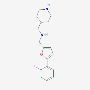 molecular formula C17H21FN2O B499815 1-[5-(2-fluorophenyl)furan-2-yl]-N-(piperidin-4-ylmethyl)methanamine 