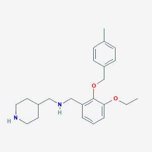 molecular formula C23H32N2O2 B499816 1-{3-ethoxy-2-[(4-methylbenzyl)oxy]phenyl}-N-(piperidin-4-ylmethyl)methanamine 