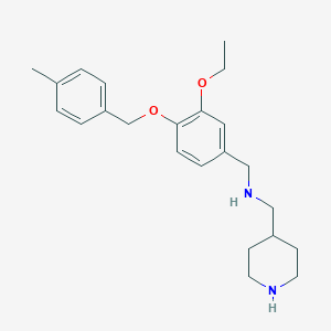 molecular formula C23H32N2O2 B499817 1-{3-ethoxy-4-[(4-methylbenzyl)oxy]phenyl}-N-(piperidin-4-ylmethyl)methanamine 