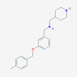 molecular formula C21H28N2O B499818 1-{3-[(4-methylbenzyl)oxy]phenyl}-N-(piperidin-4-ylmethyl)methanamine 