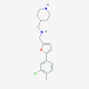 molecular formula C18H23ClN2O B499819 1-[5-(3-chloro-4-methylphenyl)furan-2-yl]-N-(piperidin-4-ylmethyl)methanamine 