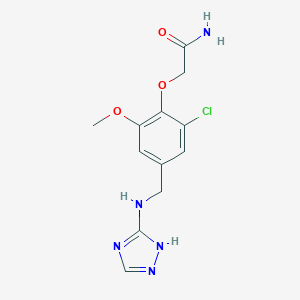 molecular formula C12H14ClN5O3 B499821 2-{2-chloro-6-methoxy-4-[(1H-1,2,4-triazol-3-ylamino)methyl]phenoxy}acetamide 