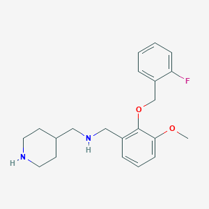 molecular formula C21H27FN2O2 B499848 1-{2-[(2-fluorobenzyl)oxy]-3-methoxyphenyl}-N-(piperidin-4-ylmethyl)methanamine 