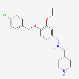 molecular formula C22H29ClN2O2 B499852 1-{4-[(4-chlorobenzyl)oxy]-3-ethoxyphenyl}-N-(piperidin-4-ylmethyl)methanamine 