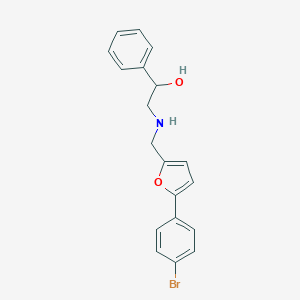 molecular formula C19H18BrNO2 B499868 2-({[5-(4-Bromophenyl)furan-2-yl]methyl}amino)-1-phenylethanol 