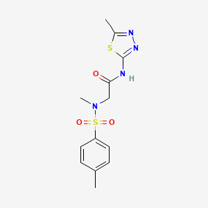 molecular formula C13H16N4O3S2 B4998686 2-[methyl-(4-methylphenyl)sulfonylamino]-N-(5-methyl-1,3,4-thiadiazol-2-yl)acetamide 