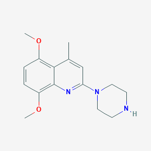 molecular formula C16H21N3O2 B499906 5,8-Dimethoxy-4-methyl-2-(piperazin-1-yl)quinoline CAS No. 326483-42-5