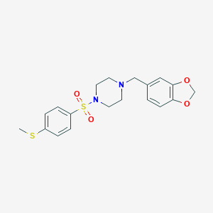molecular formula C19H22N2O4S2 B499907 1-(1,3-Benzodioxol-5-ylmethyl)-4-{[4-(methylsulfanyl)phenyl]sulfonyl}piperazine 