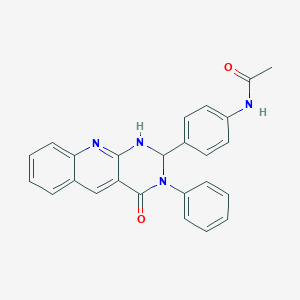 molecular formula C25H20N4O2 B499913 N-[4-(4-oxo-3-phenyl-1,2,3,4-tetrahydropyrimido[4,5-b]quinolin-2-yl)phenyl]acetamide 