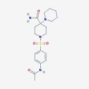 molecular formula C19H28N4O4S B499920 1'-{[4-(Acetylamino)phenyl]sulfonyl}-1,4'-bipiperidine-4'-carboxamide 