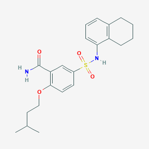 molecular formula C22H28N2O4S B499921 2-(3-Methylbutoxy)-5-(5,6,7,8-tetrahydronaphthalen-1-ylsulfamoyl)benzamide 
