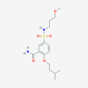 molecular formula C16H26N2O5S B499922 2-(Isopentyloxy)-5-{[(3-methoxypropyl)amino]sulfonyl}benzamide 