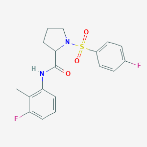molecular formula C18H18F2N2O3S B499925 N-(3-fluoro-2-methylphenyl)-1-[(4-fluorophenyl)sulfonyl]prolinamide 
