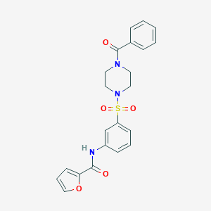 molecular formula C22H21N3O5S B499931 N-{3-[(4-benzoyl-1-piperazinyl)sulfonyl]phenyl}-2-furamide 
