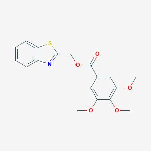molecular formula C18H17NO5S B499940 1,3-Benzothiazol-2-ylmethyl 3,4,5-trimethoxybenzoate CAS No. 392236-33-8