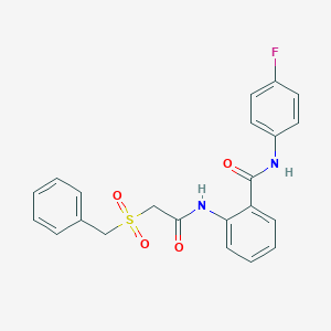 molecular formula C22H19FN2O4S B499942 2-{[(benzylsulfonyl)acetyl]amino}-N-(4-fluorophenyl)benzamide 