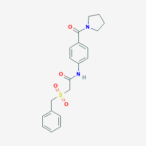 molecular formula C20H22N2O4S B499951 2-(benzylsulfonyl)-N-[4-(pyrrolidin-1-ylcarbonyl)phenyl]acetamide 