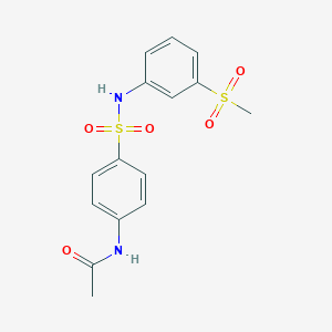 molecular formula C15H16N2O5S2 B499953 N-(4-{[3-(methylsulfonyl)anilino]sulfonyl}phenyl)acetamide 