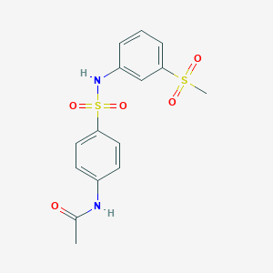 molecular formula C15H16N2O5S2 B499953 N-{4-[(3-METHANESULFONYLPHENYL)SULFAMOYL]PHENYL}ACETAMIDE 