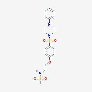 molecular formula C19H25N3O5S2 B499957 N-(2-{4-[(4-phenylpiperazin-1-yl)sulfonyl]phenoxy}ethyl)methanesulfonamide 