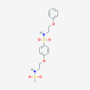 molecular formula C17H22N2O6S2 B499958 4-{2-[(methylsulfonyl)amino]ethoxy}-N-(2-phenoxyethyl)benzenesulfonamide 
