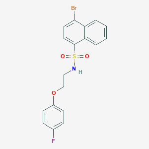 molecular formula C18H15BrFNO3S B499964 4-bromo-N-[2-(4-fluorophenoxy)ethyl]naphthalene-1-sulfonamide 