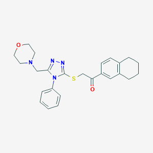 molecular formula C25H28N4O2S B499989 2-{[5-(4-morpholinylmethyl)-4-phenyl-4H-1,2,4-triazol-3-yl]sulfanyl}-1-(5,6,7,8-tetrahydro-2-naphthalenyl)ethanone 