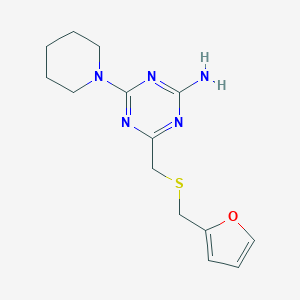 molecular formula C14H19N5OS B499995 [1,3,5]Triazine, 2-amino-4-(furan-2-ylmethylsulfanylmethyl)-6-(piperidin-1-yl)- 