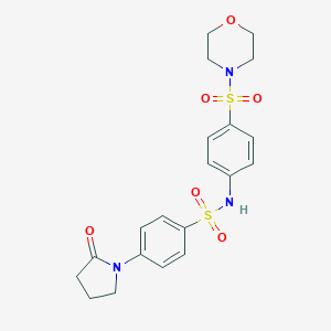 molecular formula C20H23N3O6S2 B499998 N-[4-(morpholin-4-ylsulfonyl)phenyl]-4-(2-oxopyrrolidin-1-yl)benzenesulfonamide 