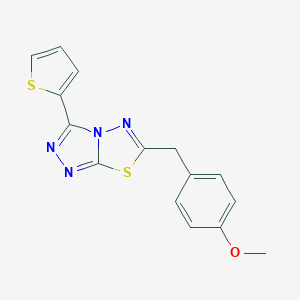 molecular formula C15H12N4OS2 B500008 6-(4-Methoxybenzyl)-3-(thiophen-2-yl)[1,2,4]triazolo[3,4-b][1,3,4]thiadiazole CAS No. 878435-43-9