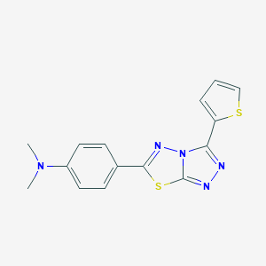 molecular formula C15H13N5S2 B500016 N,N-dimethyl-4-(3-thiophen-2-yl-[1,2,4]triazolo[3,4-b][1,3,4]thiadiazol-6-yl)aniline CAS No. 878435-75-7