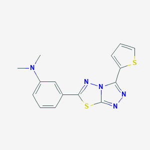 molecular formula C15H13N5S2 B500017 N,N-dimethyl-3-(3-thiophen-2-yl-[1,2,4]triazolo[3,4-b][1,3,4]thiadiazol-6-yl)aniline CAS No. 878435-79-1