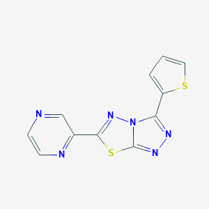 molecular formula C11H6N6S2 B500019 6-(2-Pyrazinyl)-3-(2-thienyl)[1,2,4]triazolo[3,4-b][1,3,4]thiadiazole CAS No. 878436-22-7