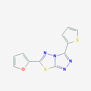 molecular formula C11H6N4OS2 B500020 6-(2-Furyl)-3-(2-thienyl)[1,2,4]triazolo[3,4-b][1,3,4]thiadiazole CAS No. 878435-91-7