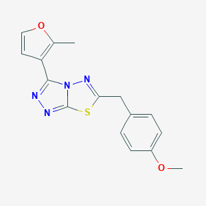 molecular formula C16H14N4O2S B500021 6-(4-Methoxybenzyl)-3-(2-methylfuran-3-yl)[1,2,4]triazolo[3,4-b][1,3,4]thiadiazole 