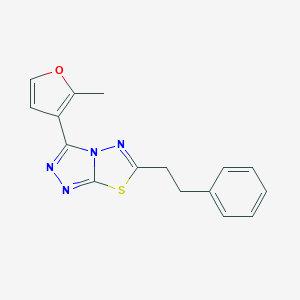 molecular formula C16H14N4OS B500022 3-(2-Methyl-3-furyl)-6-(2-phenylethyl)[1,2,4]triazolo[3,4-b][1,3,4]thiadiazole 