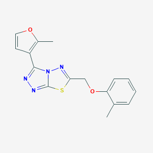 molecular formula C16H14N4O2S B500025 3-(2-Methyl-3-furyl)-6-[(2-methylphenoxy)methyl][1,2,4]triazolo[3,4-b][1,3,4]thiadiazole 
