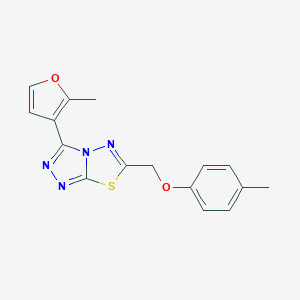 molecular formula C16H14N4O2S B500026 3-(2-Methyl-3-furyl)-6-[(4-methylphenoxy)methyl][1,2,4]triazolo[3,4-b][1,3,4]thiadiazole 