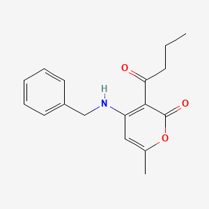 molecular formula C17H19NO3 B5000282 4-(Benzylamino)-3-butanoyl-6-methylpyran-2-one 