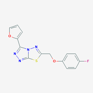 molecular formula C14H9FN4O2S B500036 6-[(4-Fluorophenoxy)methyl]-3-(2-furyl)[1,2,4]triazolo[3,4-b][1,3,4]thiadiazole CAS No. 878433-75-1