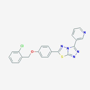 molecular formula C21H14ClN5OS B500046 2-Chlorobenzyl 4-[3-(3-pyridinyl)[1,2,4]triazolo[3,4-b][1,3,4]thiadiazol-6-yl]phenyl ether 