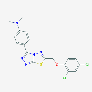molecular formula C18H15Cl2N5OS B500049 4-{6-[(2,4-dichlorophenoxy)methyl][1,2,4]triazolo[3,4-b][1,3,4]thiadiazol-3-yl}-N,N-dimethylaniline 