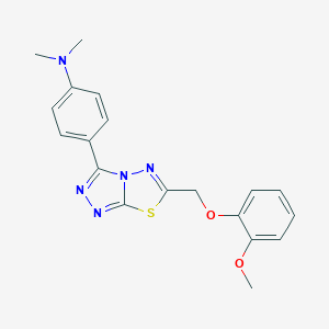 molecular formula C19H19N5O2S B500051 4-{6-[(2-methoxyphenoxy)methyl][1,2,4]triazolo[3,4-b][1,3,4]thiadiazol-3-yl}-N,N-dimethylaniline CAS No. 878431-05-1
